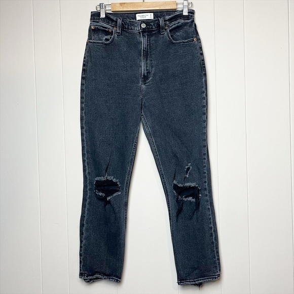 Abercrombie & Fitch Ankle Straight Ultra High Rise Jeans 28 6 black‎ Curve Love - Picture 2 of 14
